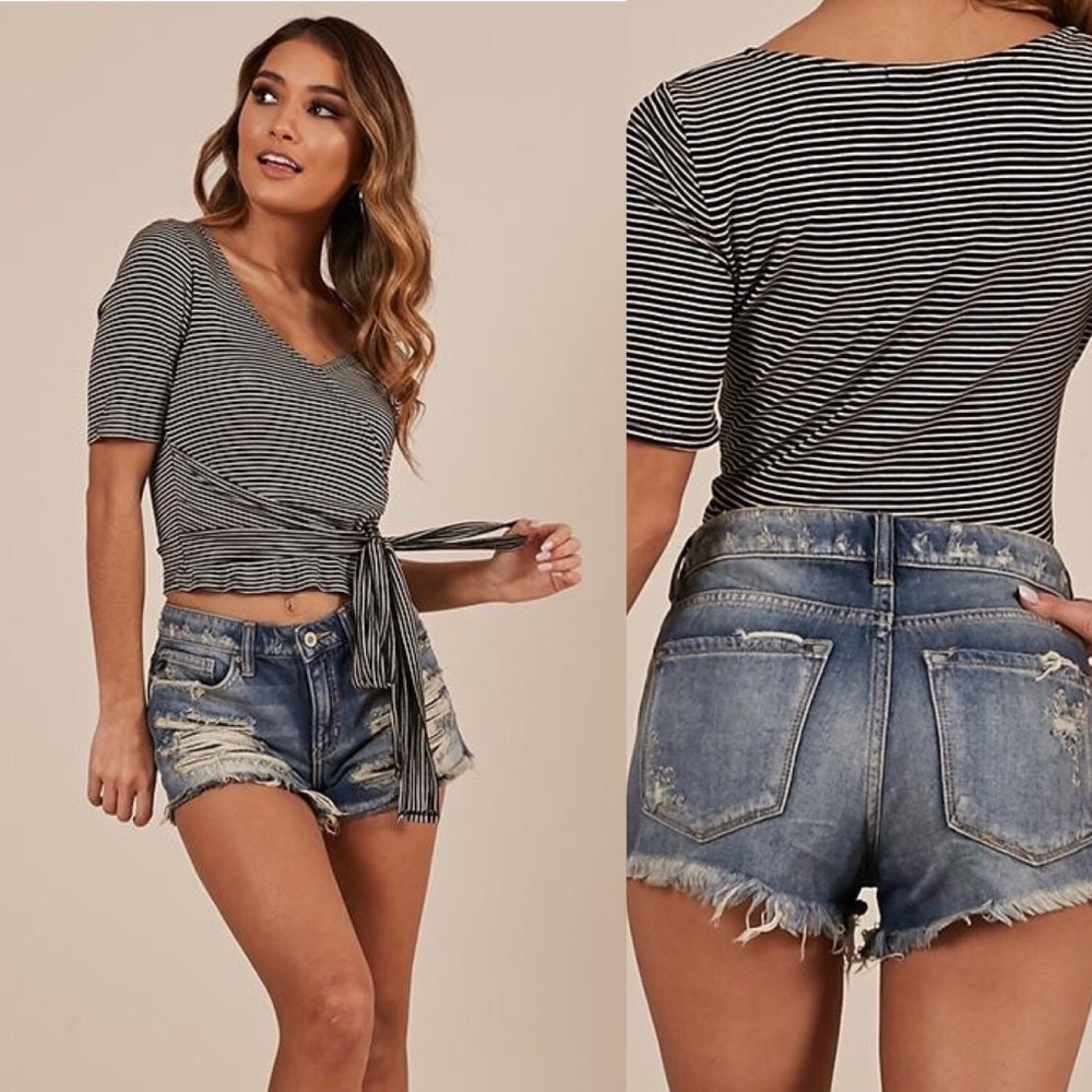 KANCAN Distressed Ripped Jean Shorts Denim KC8377M - Picture 6 of 8